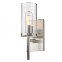  7011-1W PW-CLR - Winslett Wall Sconce in Pewter with Ribbed Clear Glas Shade